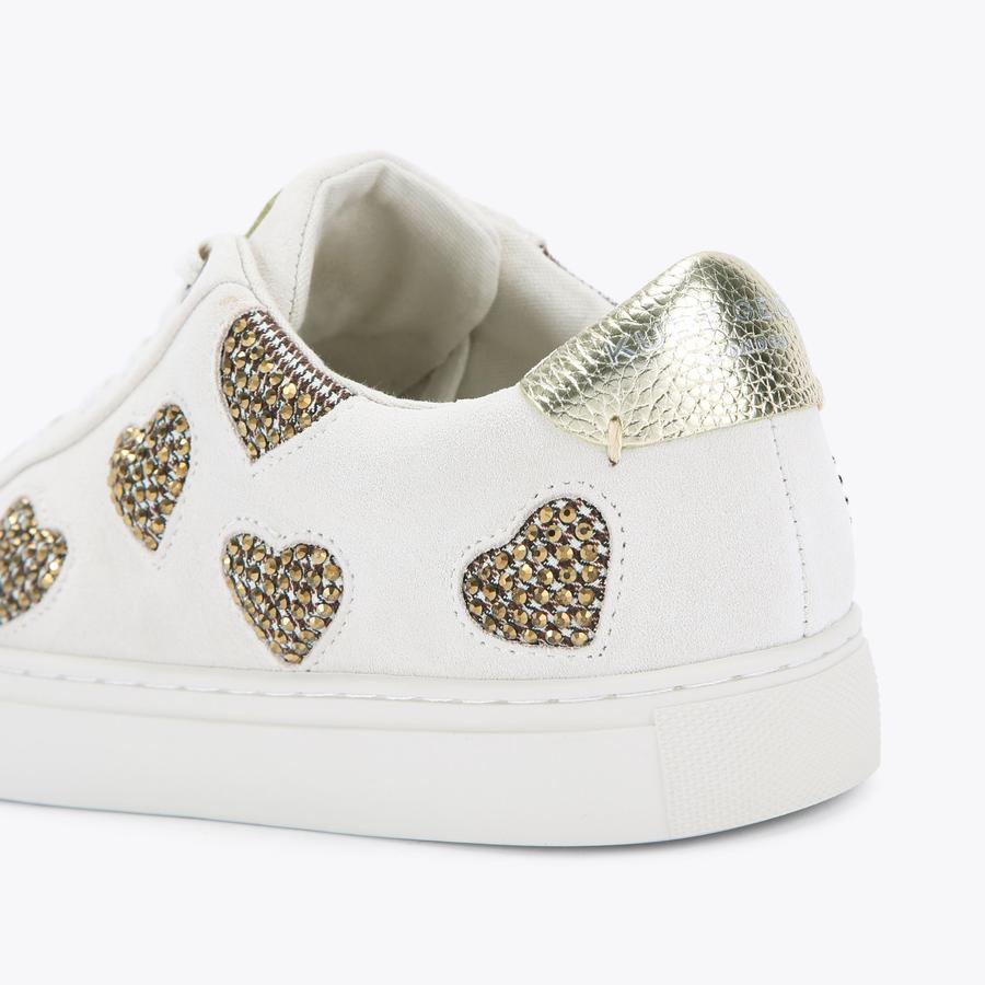 Kurt geiger white and gold trainers online