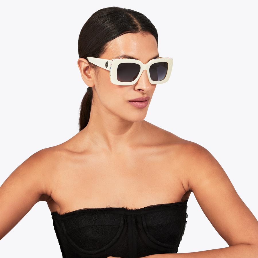 SHOREDITCH RECTANGLE C Bone Crystal Sunglasses by KURT