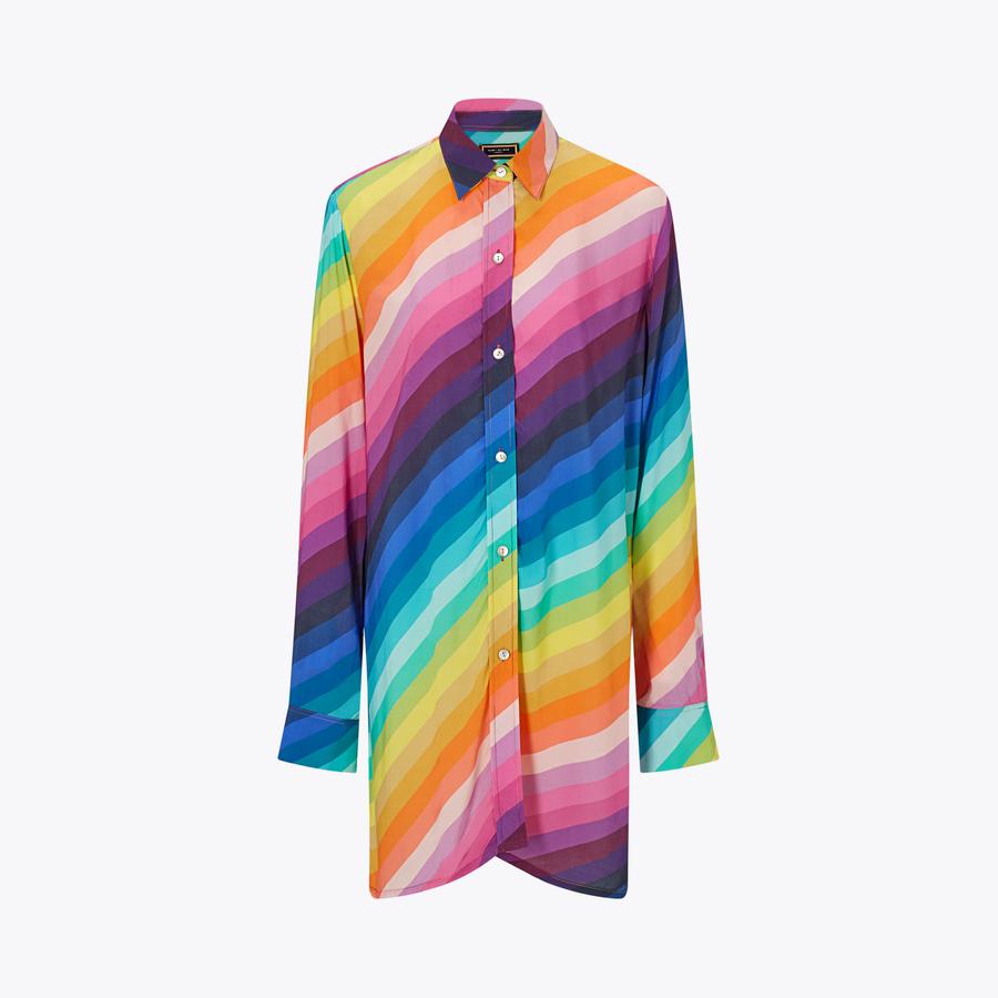 RESORT SHIRT DRESS Rainbow Stripe Shirt Dress by KURT GEIGER LONDON