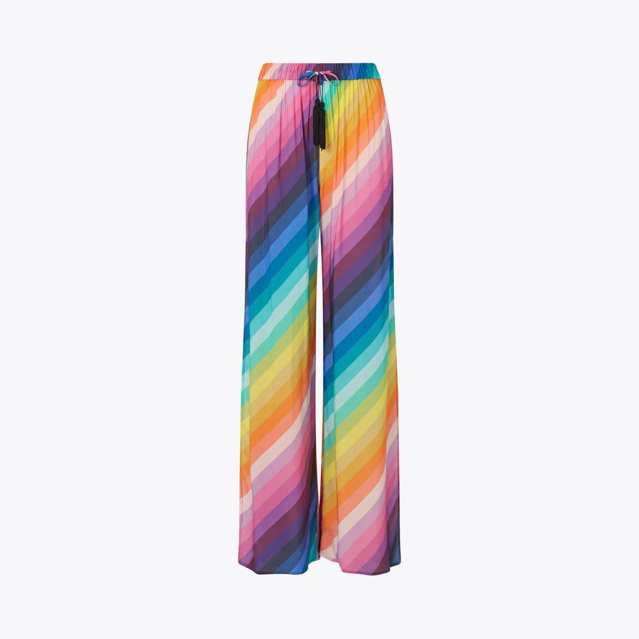 Rainbow stripe trousers hotsell