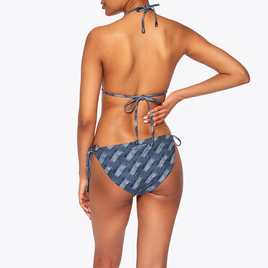 KENSINGTON TRIANGLE TOP Denim Woven Bikini Top by KURT