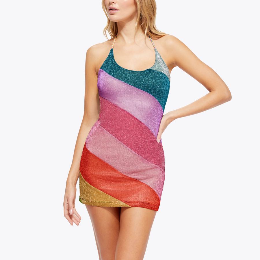 Rainbow dress bodycon best sale