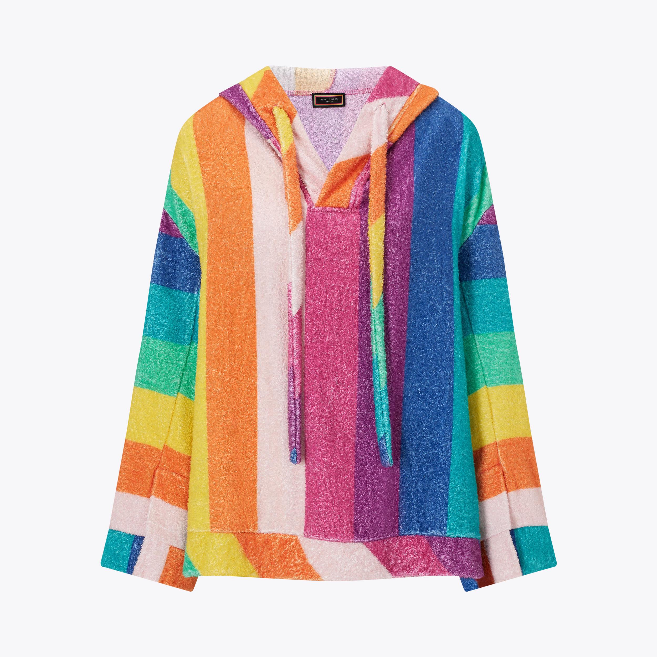 Multicolor striped hoodie best sale