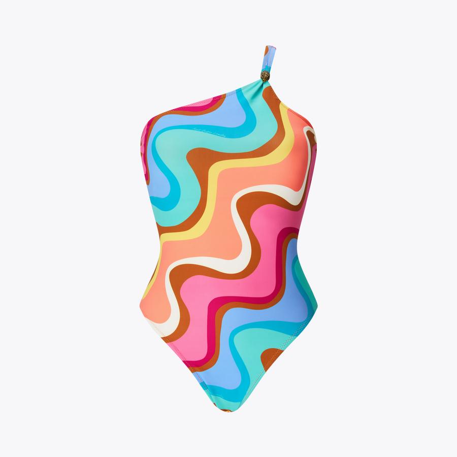 KENSINGTON SWIMSUIT Rainbow Swirl One Shoulder Swimsuit by KURT GEIGER  LONDON