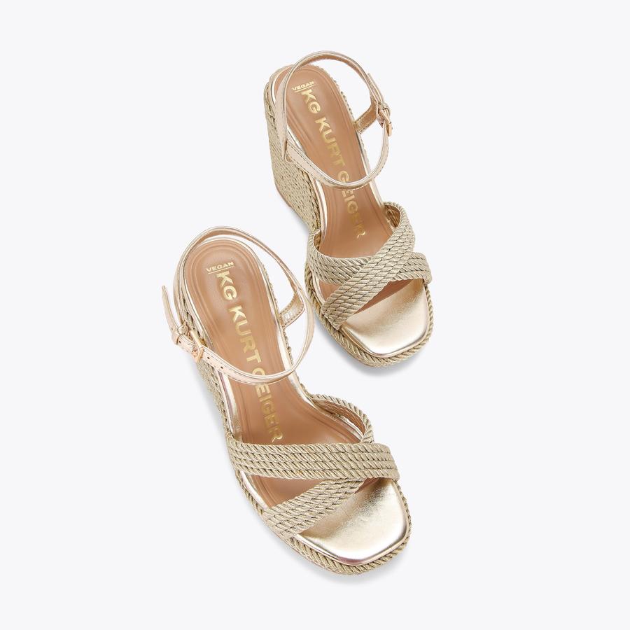 Kurt geiger gold wedge sandals clearance
