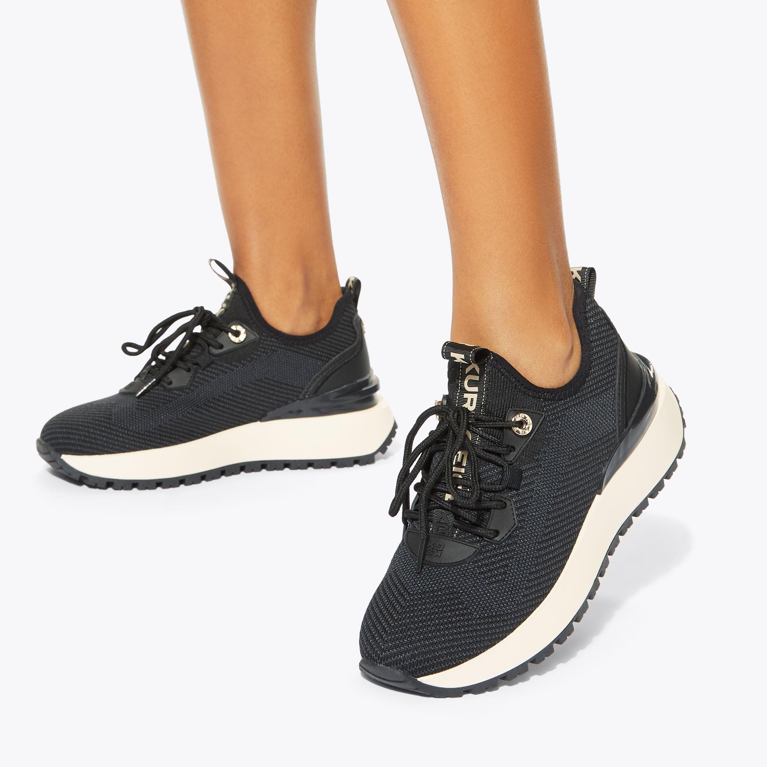 Kurt geiger black womens trainers on sale