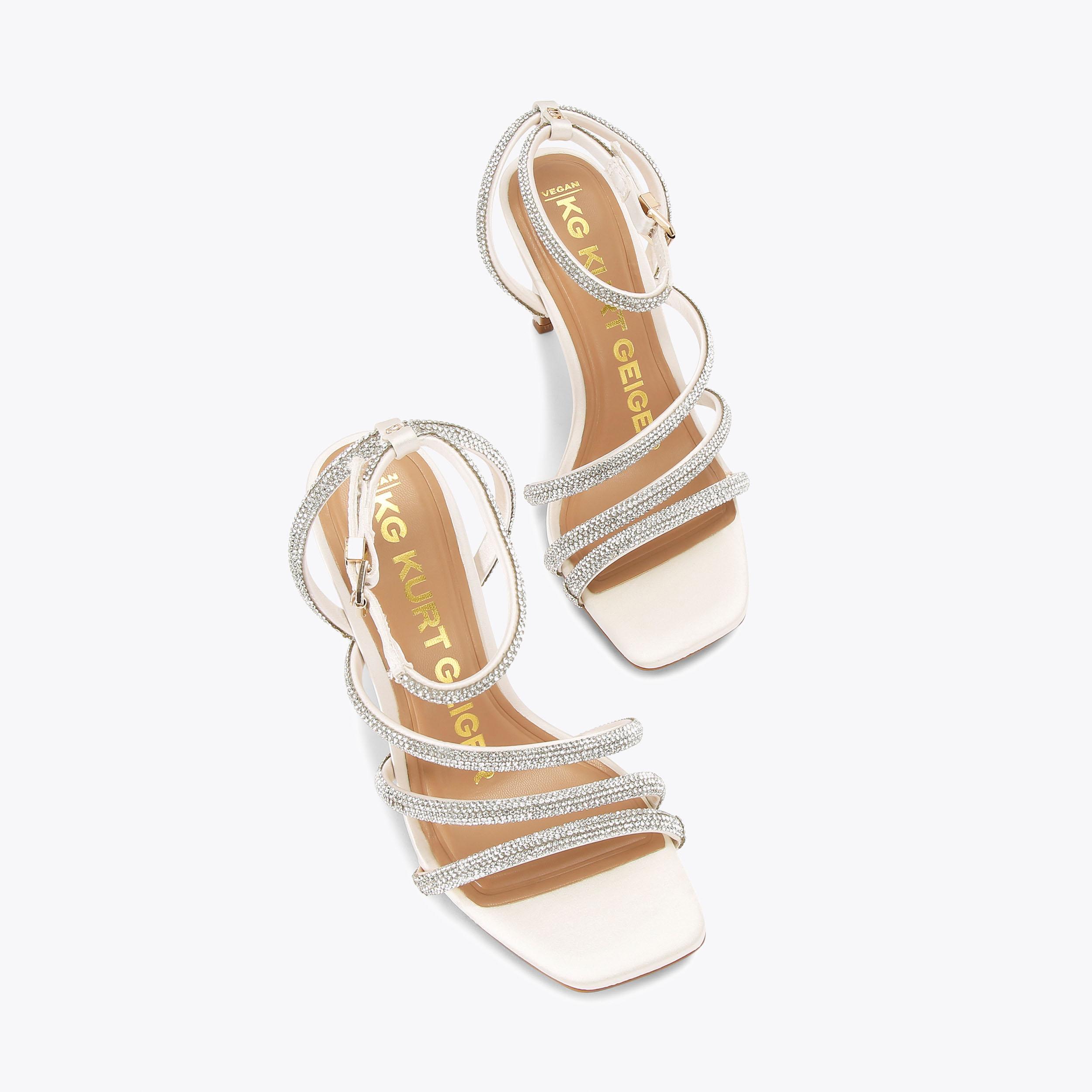 SAVANNA White Embellished Heels by KG KURT GEIGER