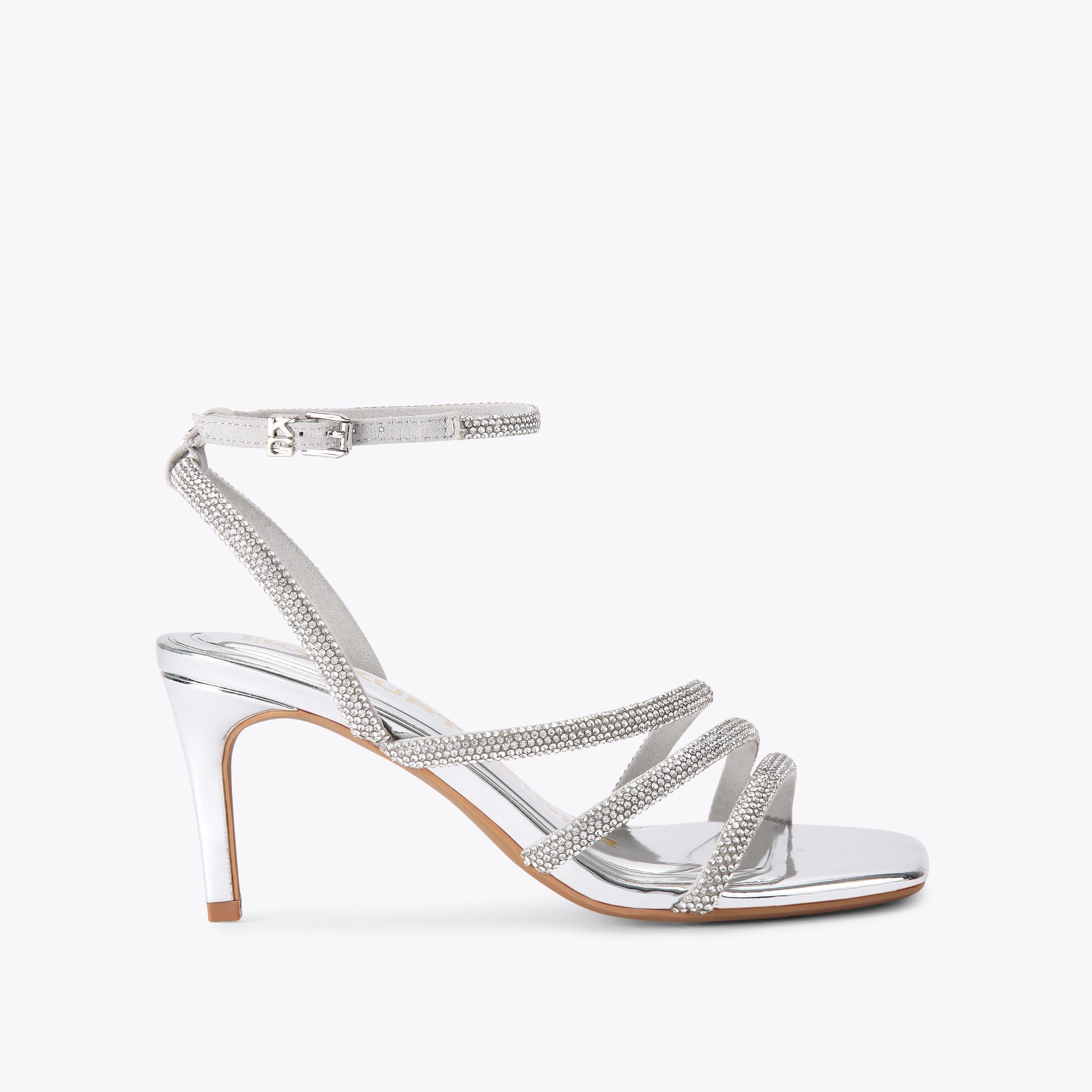 Low heel strappy silver sandals best sale