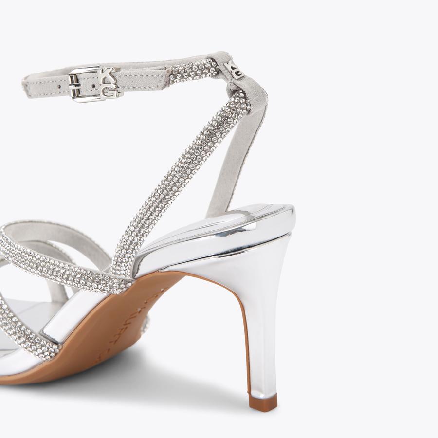 SAVANNA LOW Silver Embellished Heels by KG KURT GEIGER