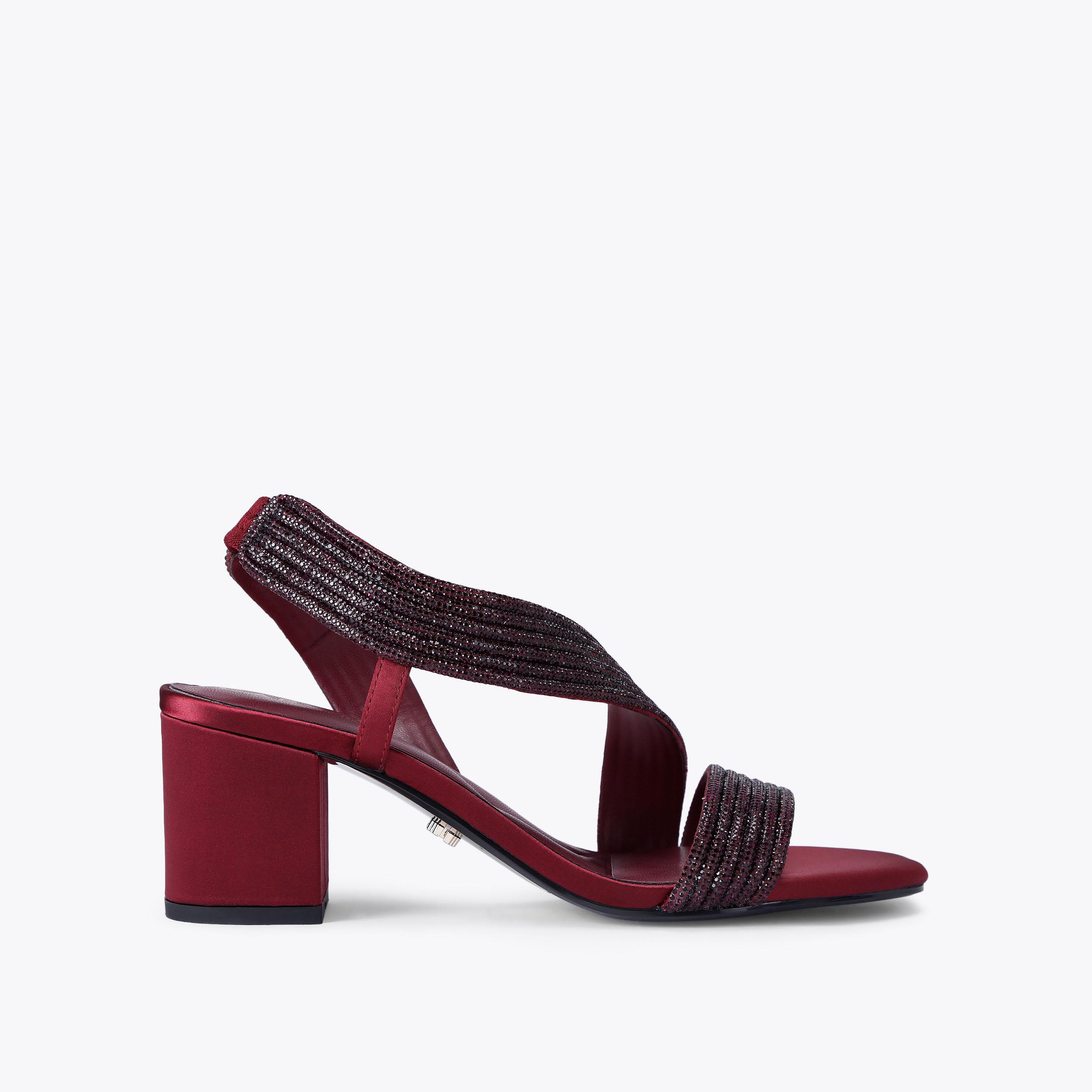 【美品】Estella.KLuanaBlouse BLK x OFF GALA BLOCK JEWEL 60 Silver Slingback Heel by CARVELA
