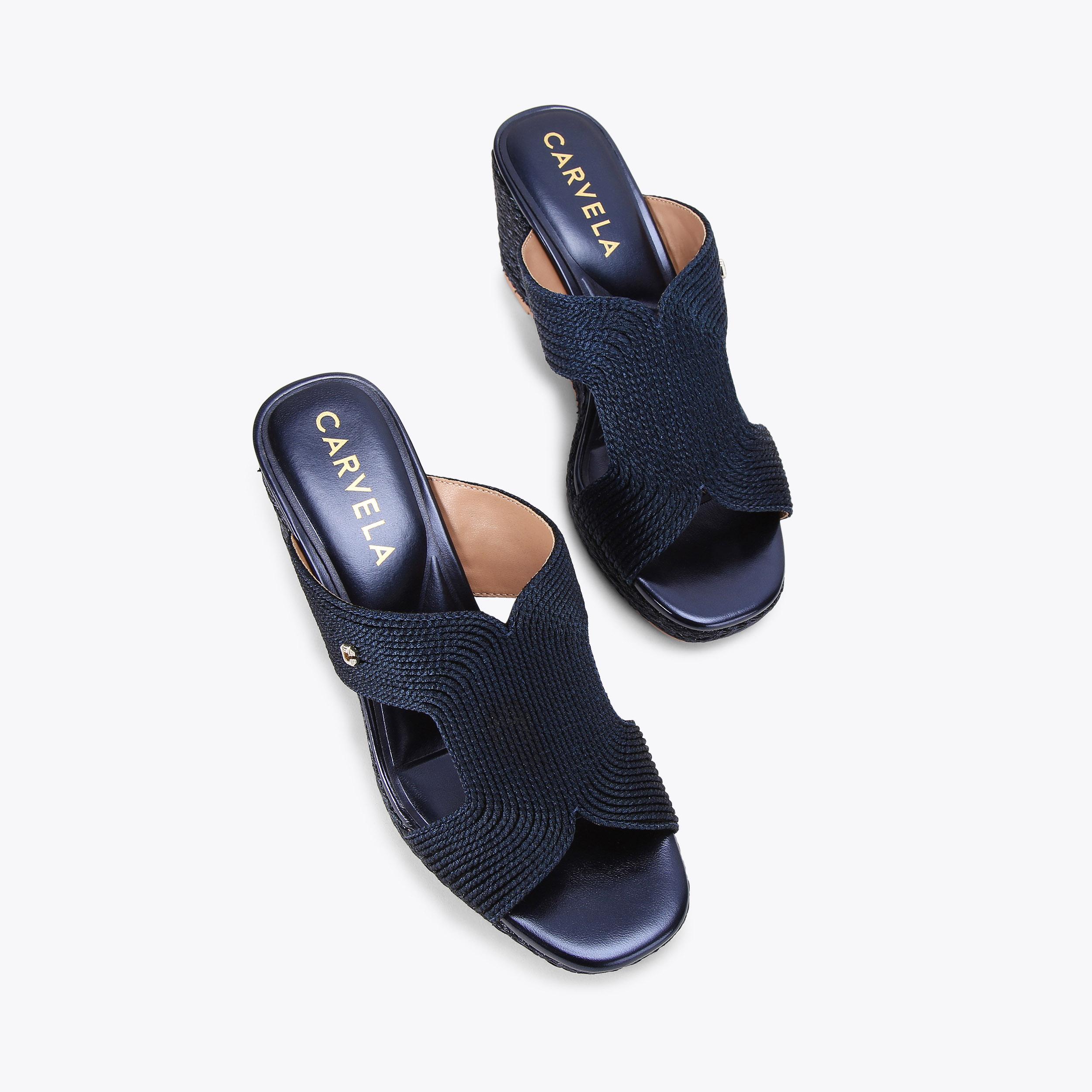 GALA WEDGE MULE 70 Navy Fabric Wedge by CARVELA