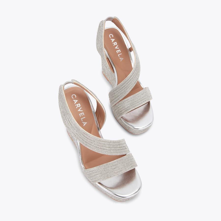 サンダル・ミュール Tallulah 110 satin sandals with sculptural wedge heel Tallulah 110 patent leather wedge sandals in blue - Saint
