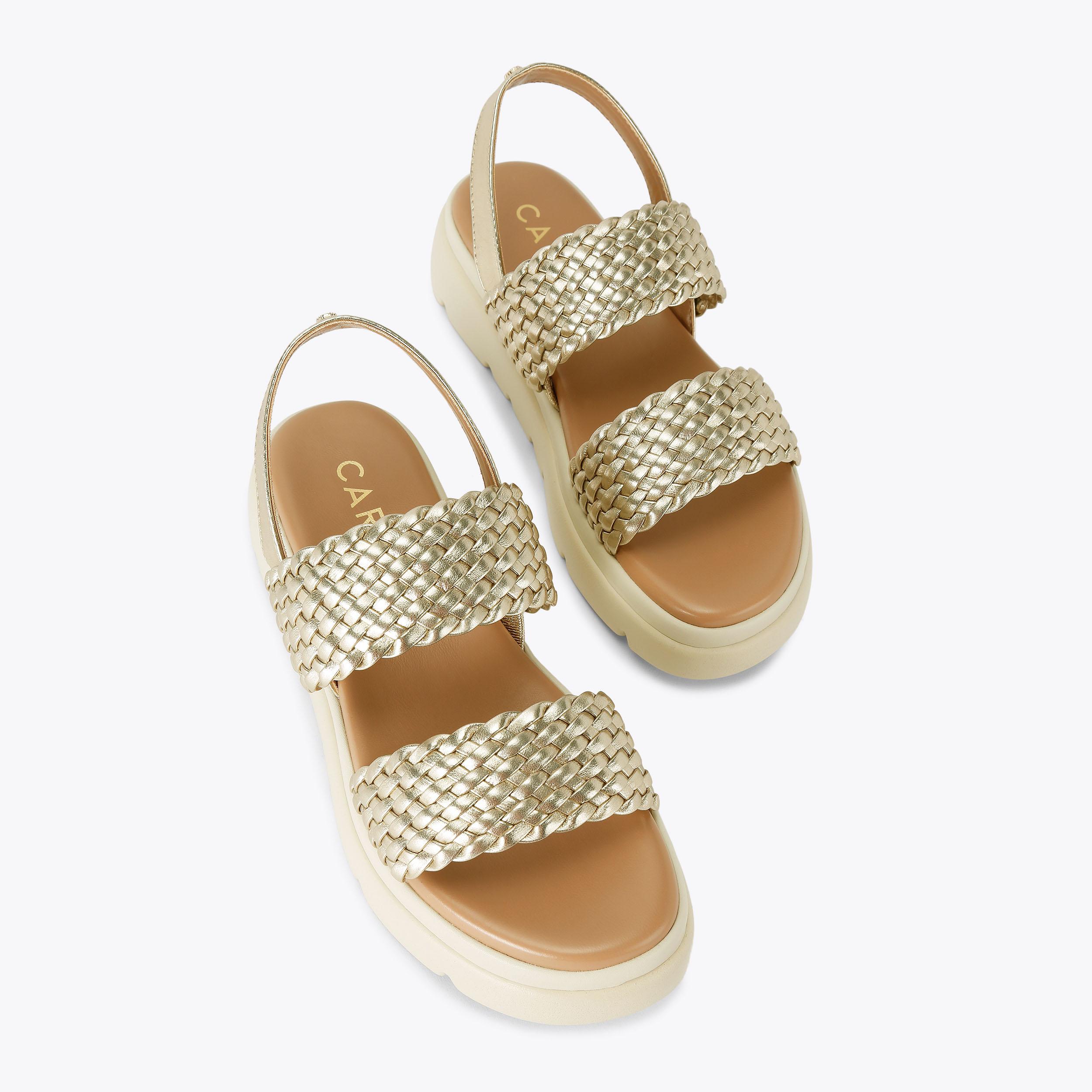KRYPTON WEAVE Gold Woven Sandal by CARVELA COMFORT