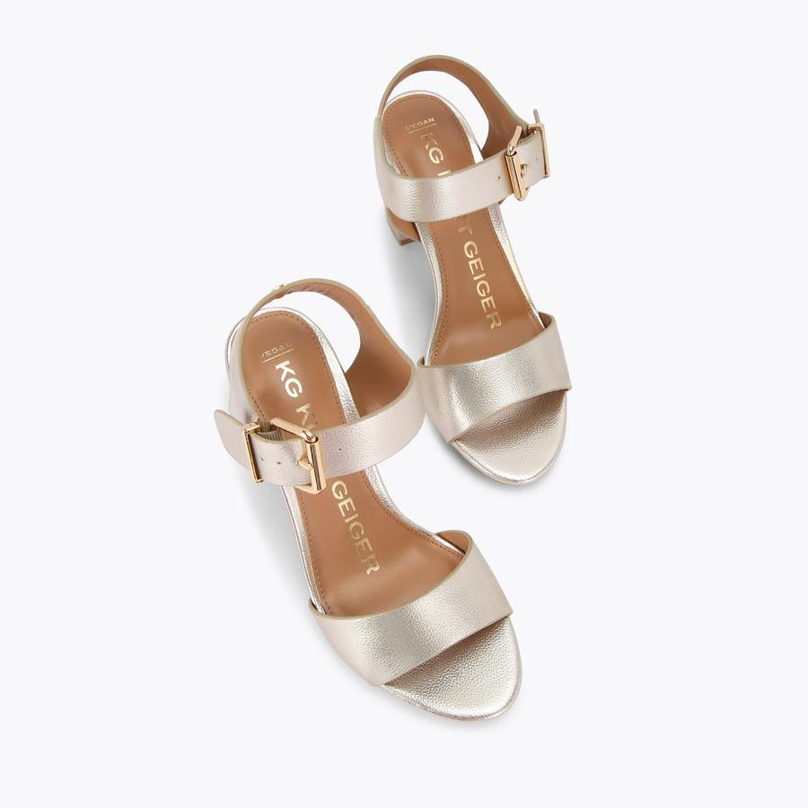 Kurt geiger gold block heel sandals best sale