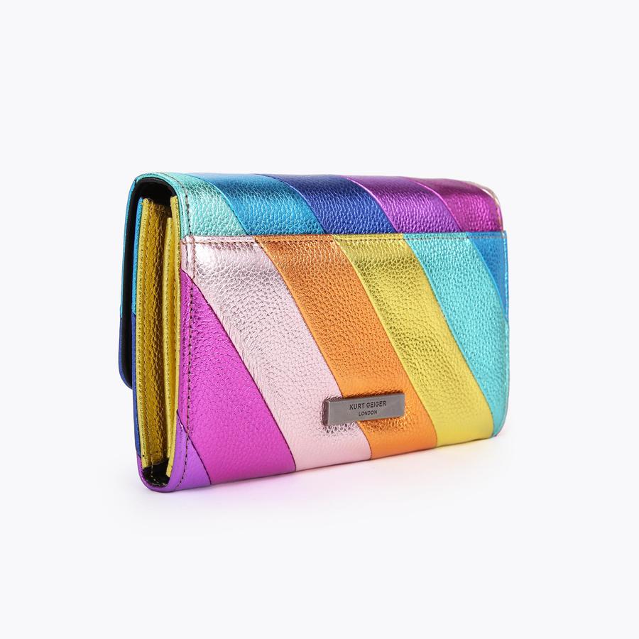 K STRIPE CHAIN WALLET Kensington Rainbow Stripe Leather Bag by KURT GEIGER LONDON