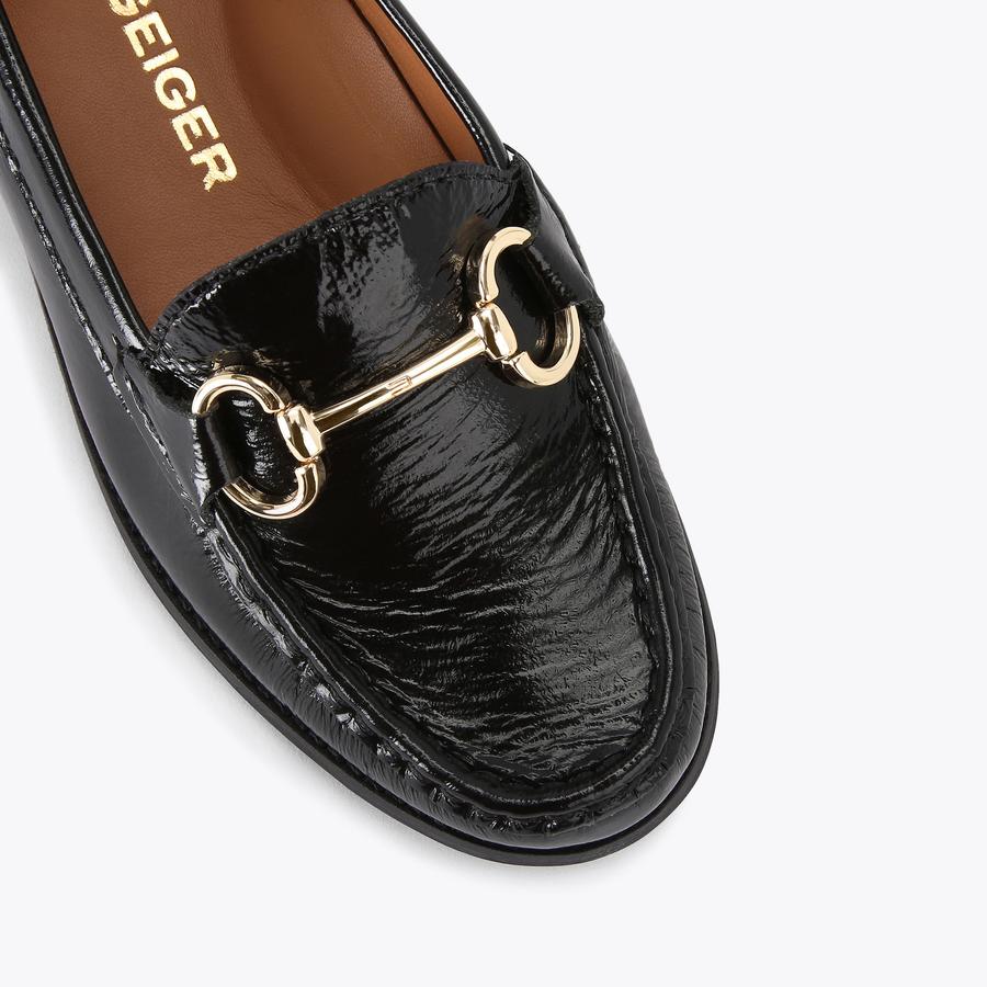 MATILDA Black Patent Slip On Loafers by KG KURT GEIGER