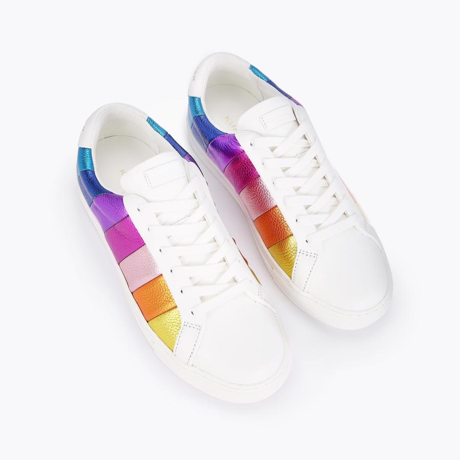 LANE STRIPE Metallic Rainbow Leather Sneakers by KURT GEIGER LONDON