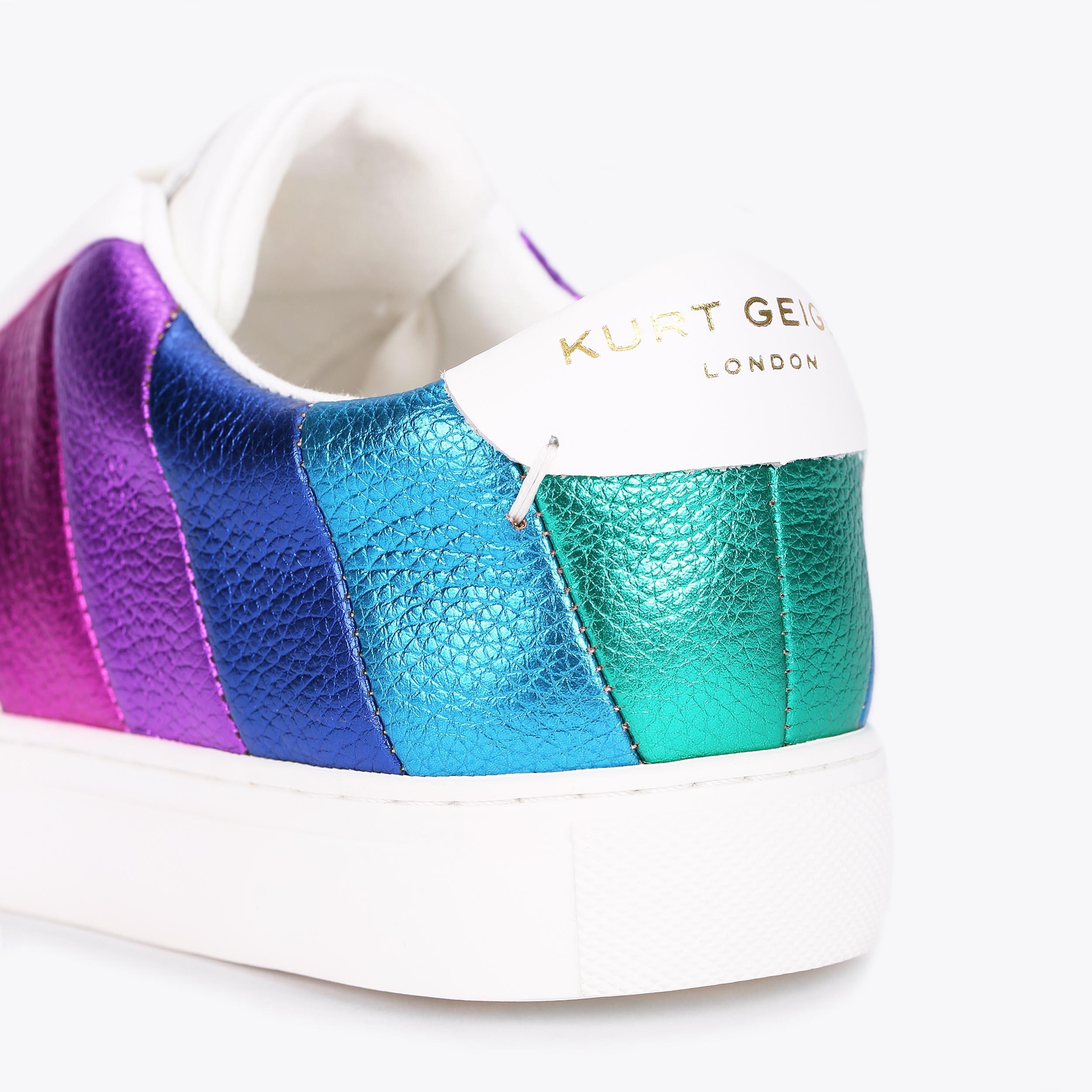 LANE STRIPE Metallic Rainbow Leather Sneakers by KURT GEIGER LONDON