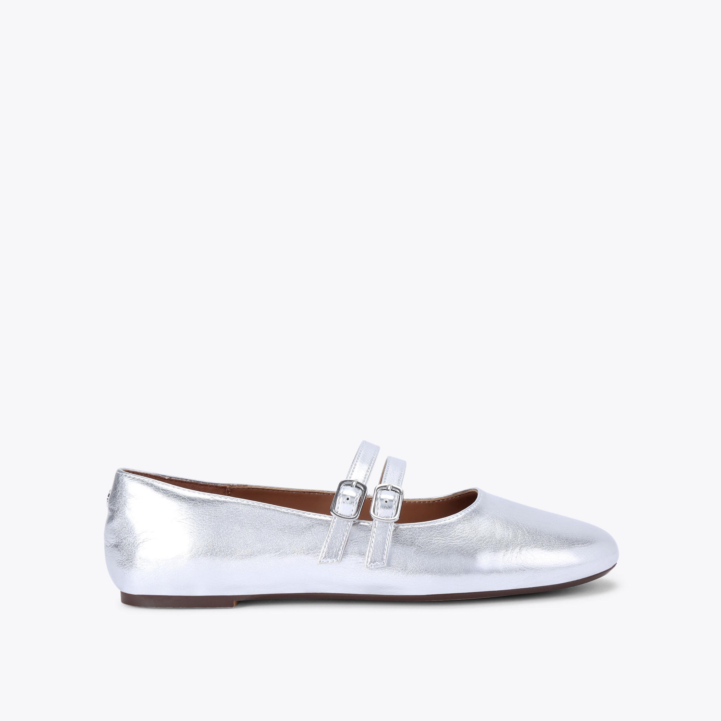 MAGIC Metallic Silver Mary Jane Flat by KG KURT GEIGER