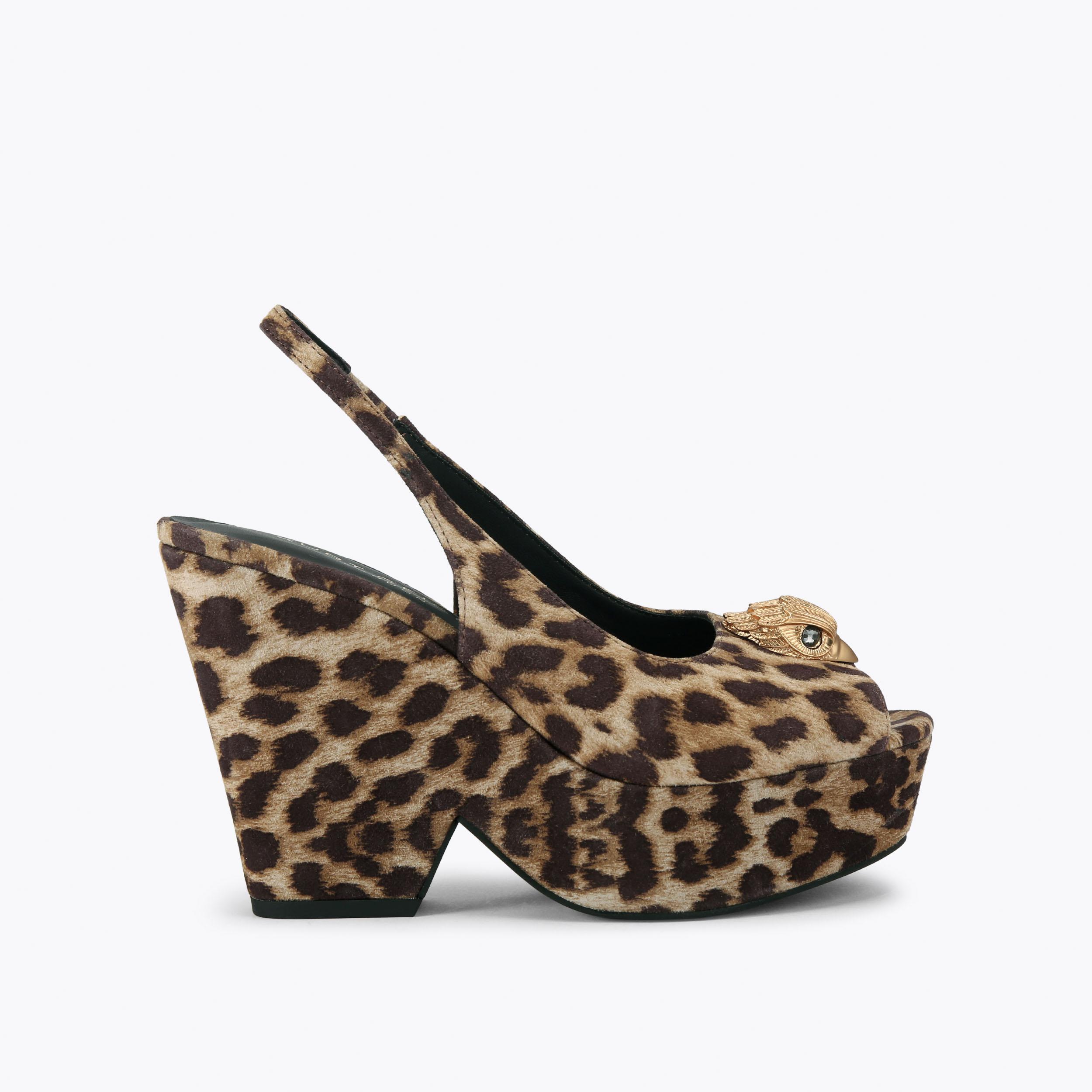 BELGRAVIA PLATFORM SLING Leopard Suede Heel by KURT GEIGER LONDON