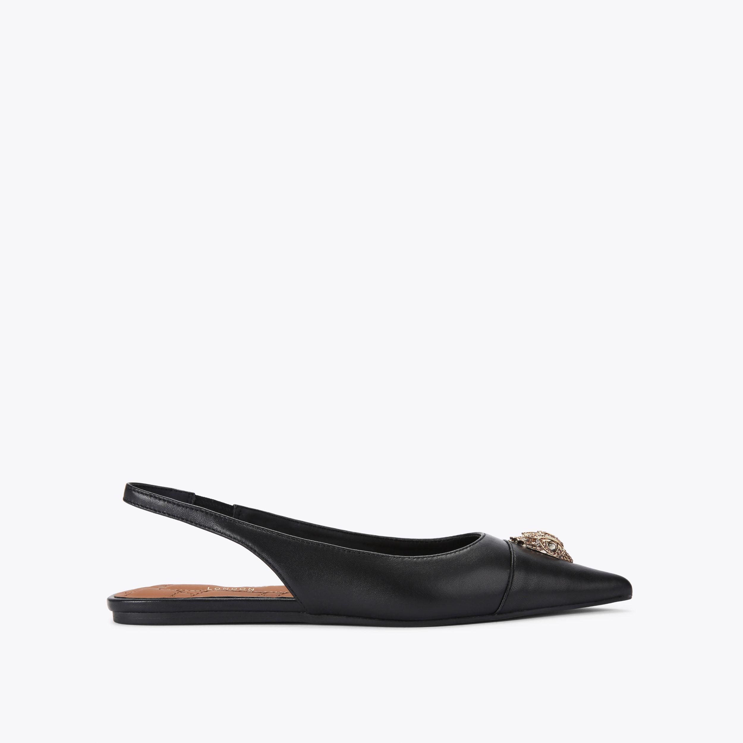 Black flat slingback shoes discount