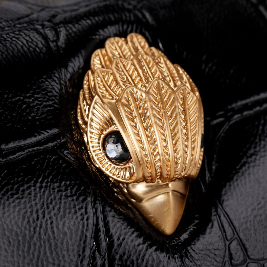 KENSINGTON BOSTON Black Leather Croc Print Bag by KURT GEIGER LONDON