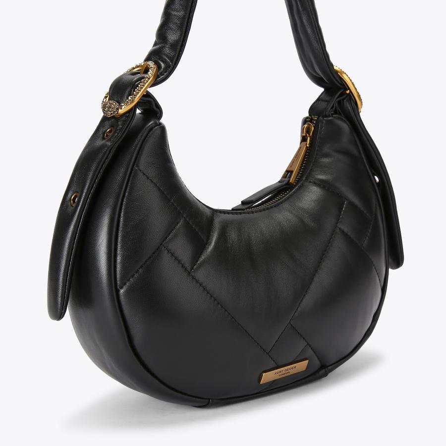 KENSINGTON PUFF SM HOBO Black Leather Shoulder Bag by KURT GEIGER LONDON