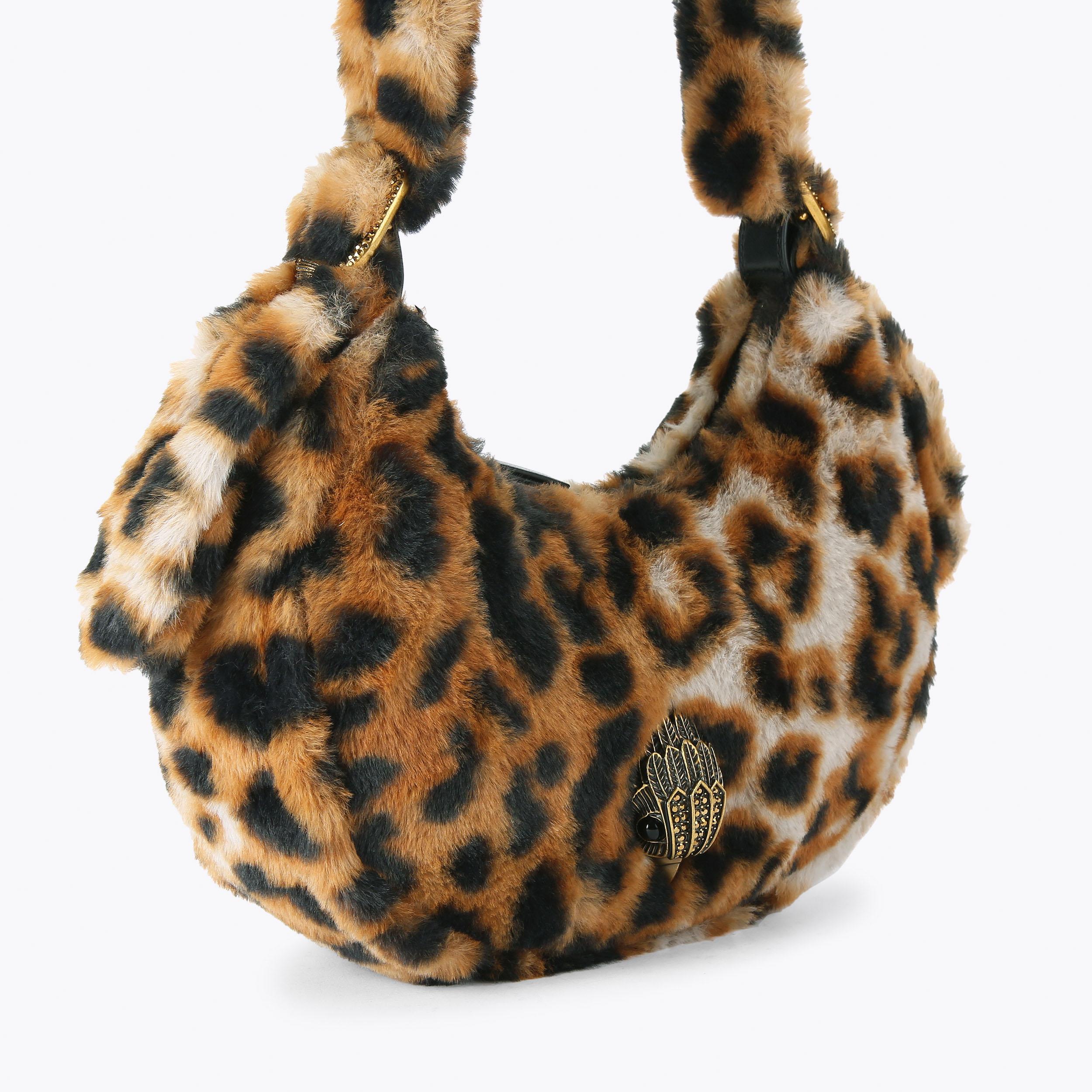 KENSINGTON PUFF SM HOBO Leopard Faux Fur Hobo Bag by KURT GEIGER LONDON