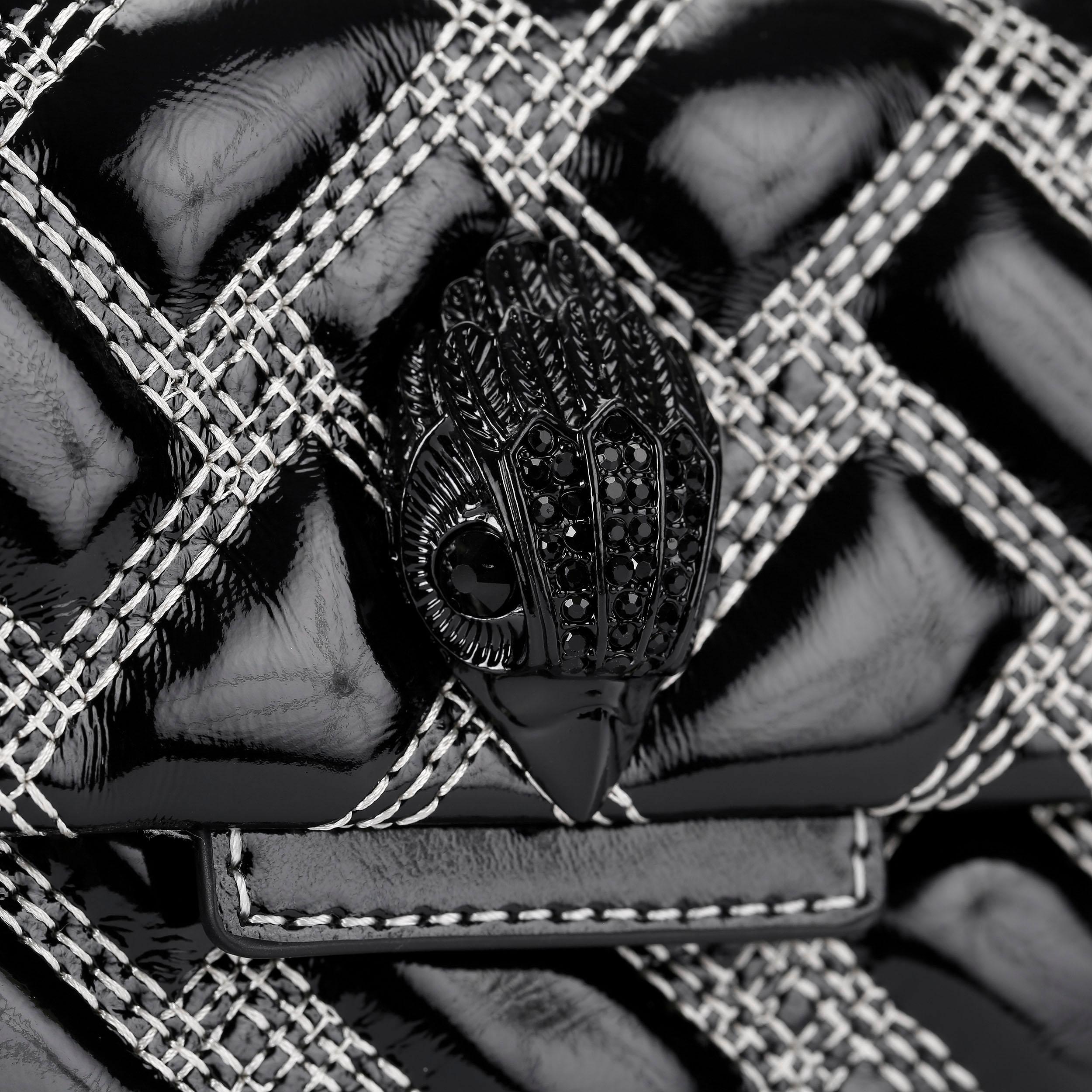 MINI KENSINGTON DRENCH Black White Stitch Cross Body Bag by KURT GEIGER LONDON