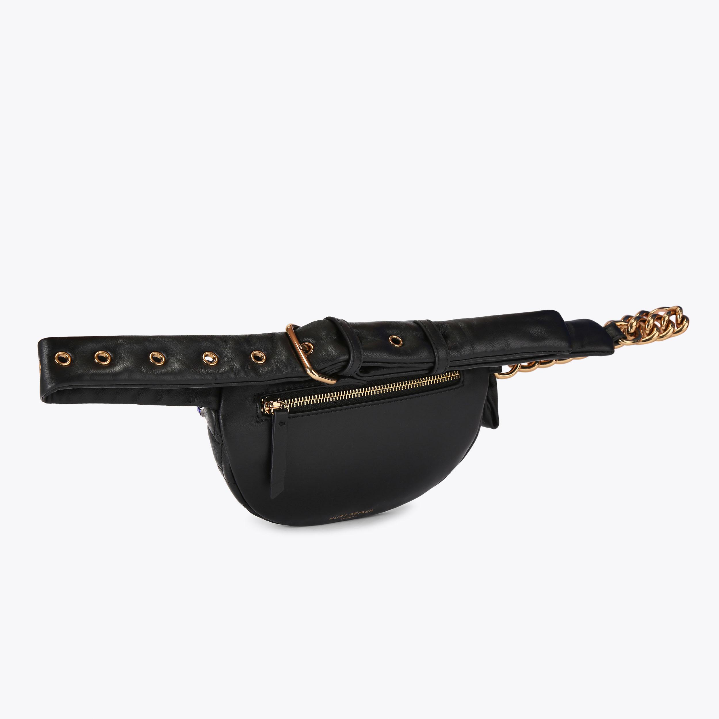 SM KENSINGTON BELTBAG OCT Black Crystal Belt Bag by KURT GEIGER LONDON