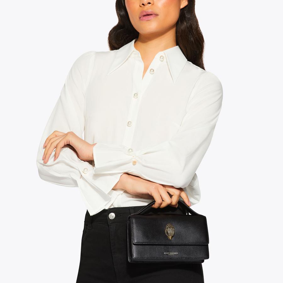 SM BOND TOP HANDLE BAG Black Top Handle Bag by KURT GEIGER LONDON