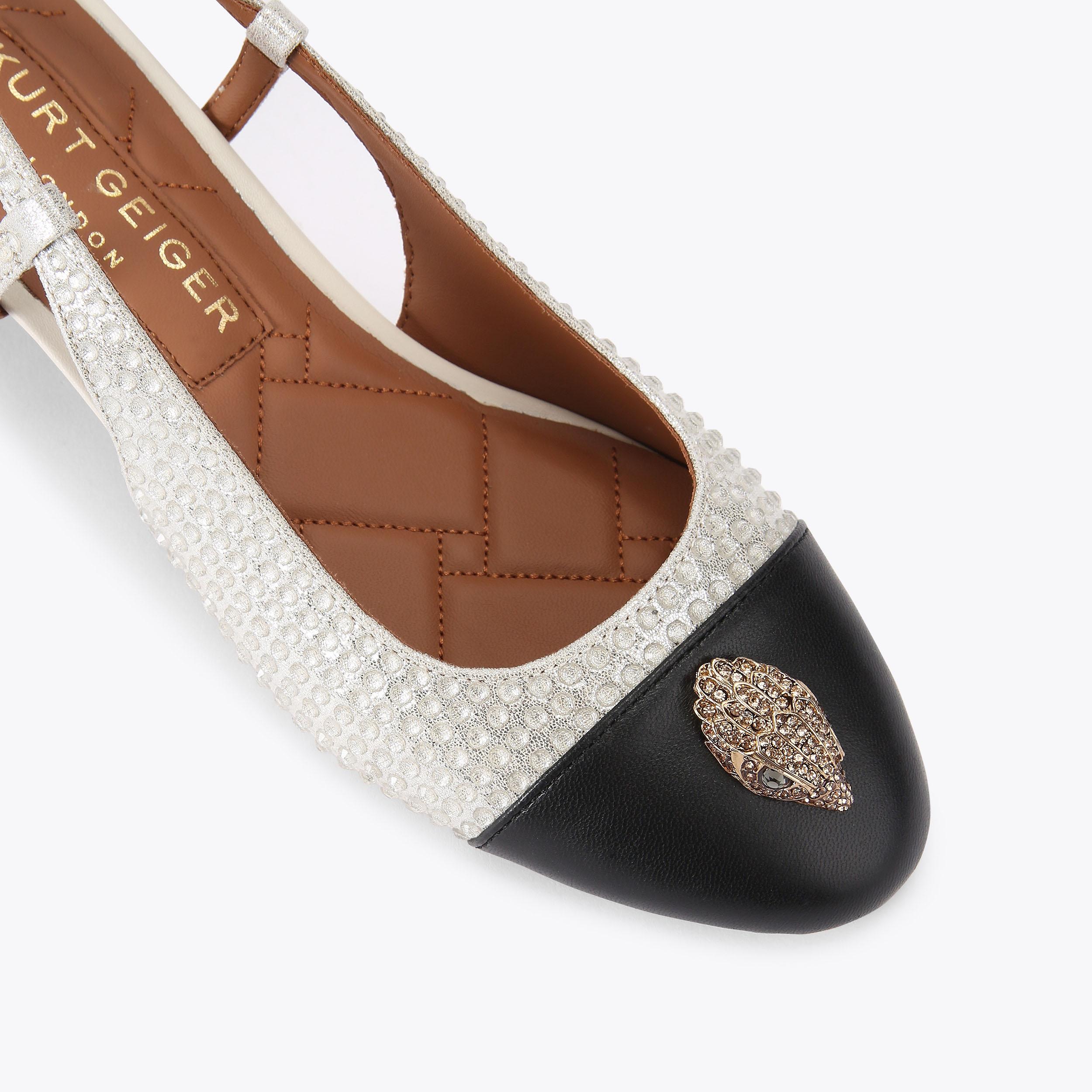 SLOANE MID SLINGBACK Metallic Silver Slingback Heel by KURT GEIGER LONDON