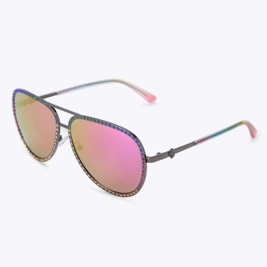 SHOREDITCH LG AVIATOR C Pink Tinted Aviator Sunglasses by KURT GEIGER LONDON