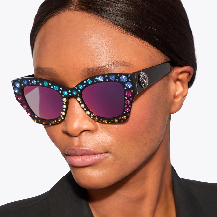 SHOREDITCH GEM BUTTERFLY Black Rainbow Sunglasses by KURT GEIGER LONDON