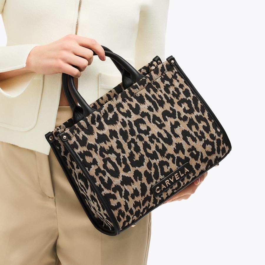 SORRENTO MIDI TOTE Leopard Tote Bag by CARVELA