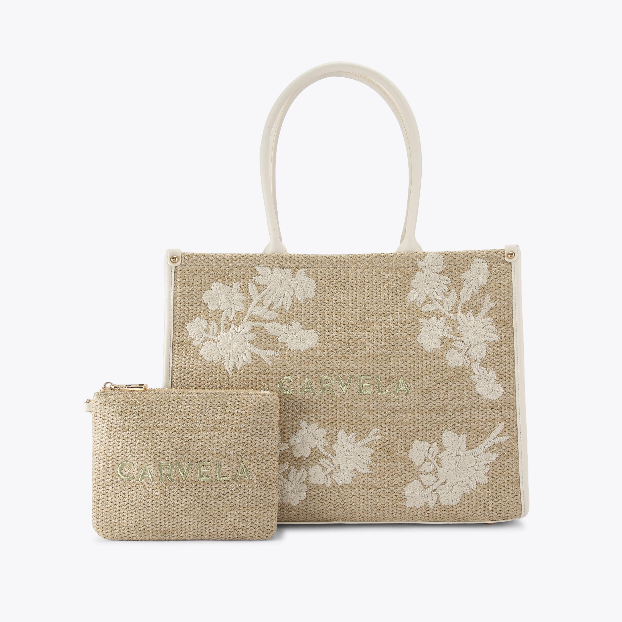 SORRENTO CHUCK IN TOTE Natural Woven Raffia Tote Bag by CARVELA