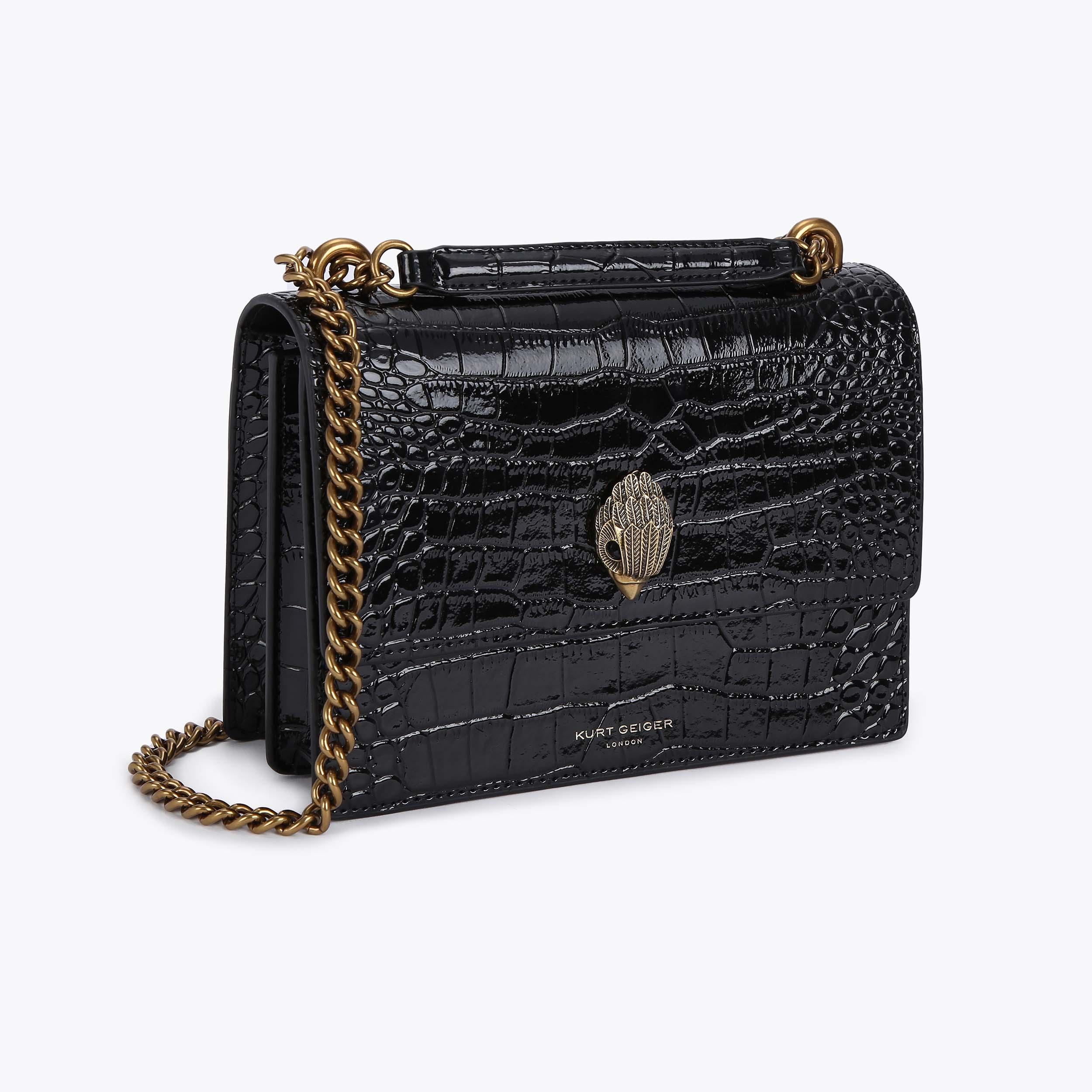 SHOREDITCH CROSS BODY Black Croc Print Cross Body Bag by KURT GEIGER LONDON