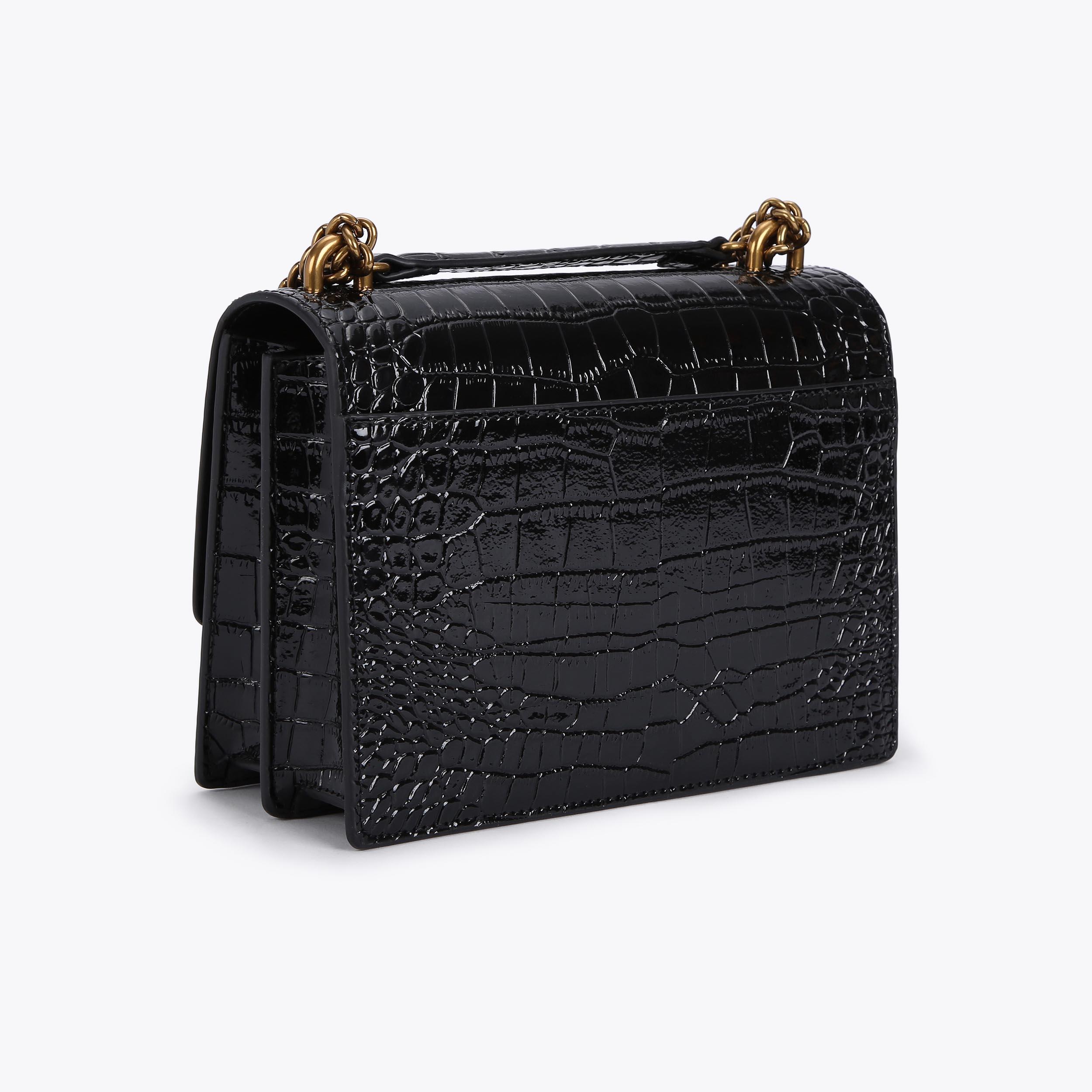 SHOREDITCH CROSS BODY Black Croc Print Cross Body Bag by KURT GEIGER LONDON