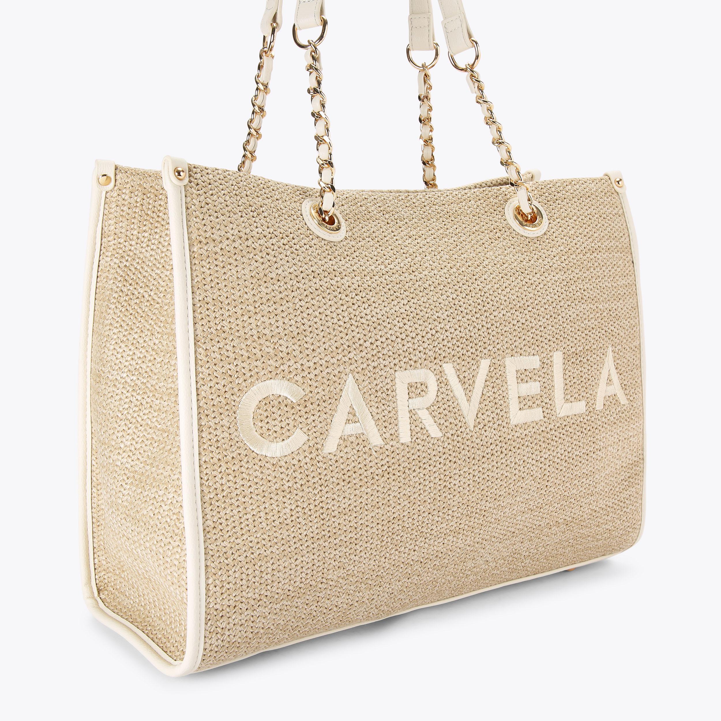 RAFFIA CHAIN TOTE Woven Tote Bag by CARVELA