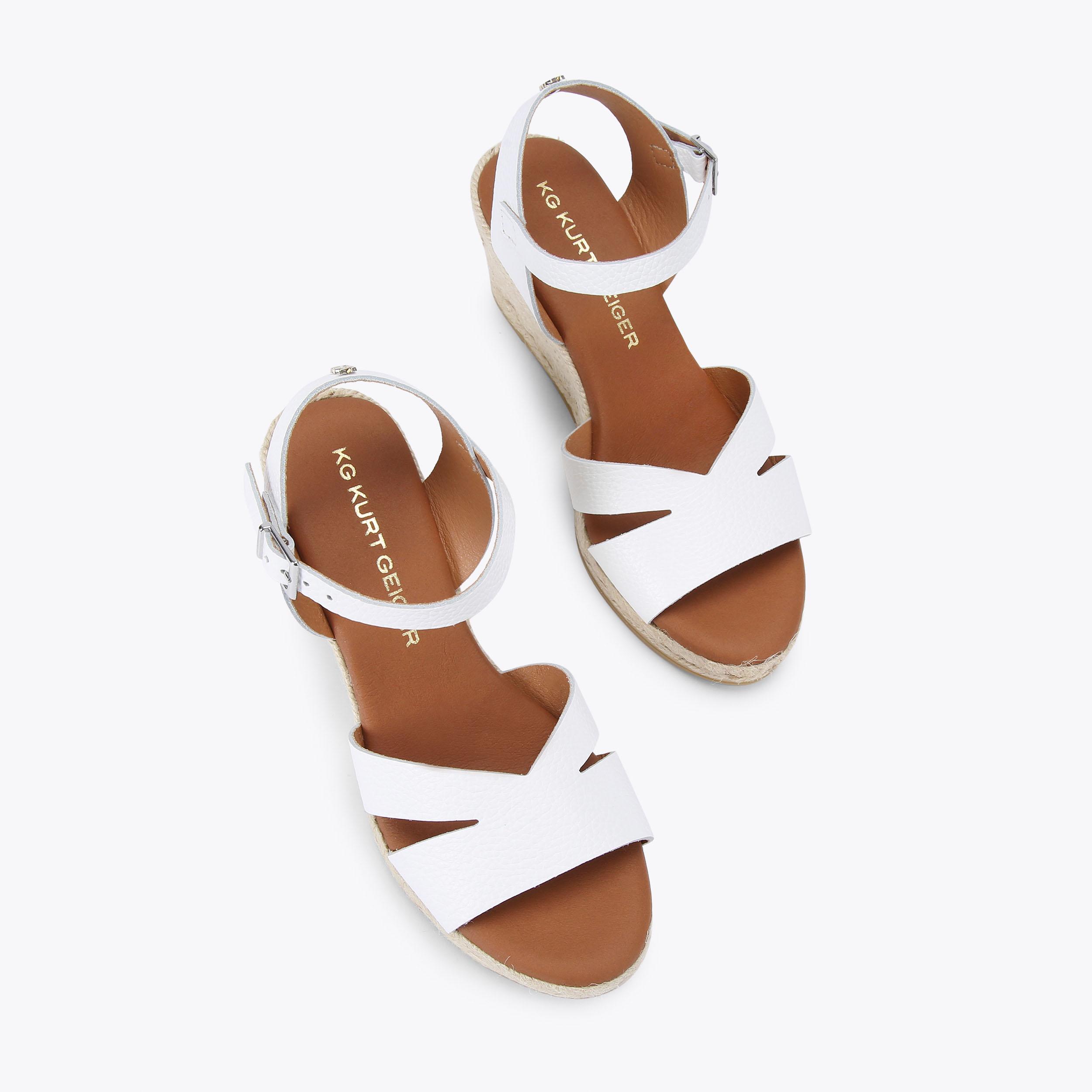 PAMA White Leather Wedge Heel by KG KURT GEIGER
