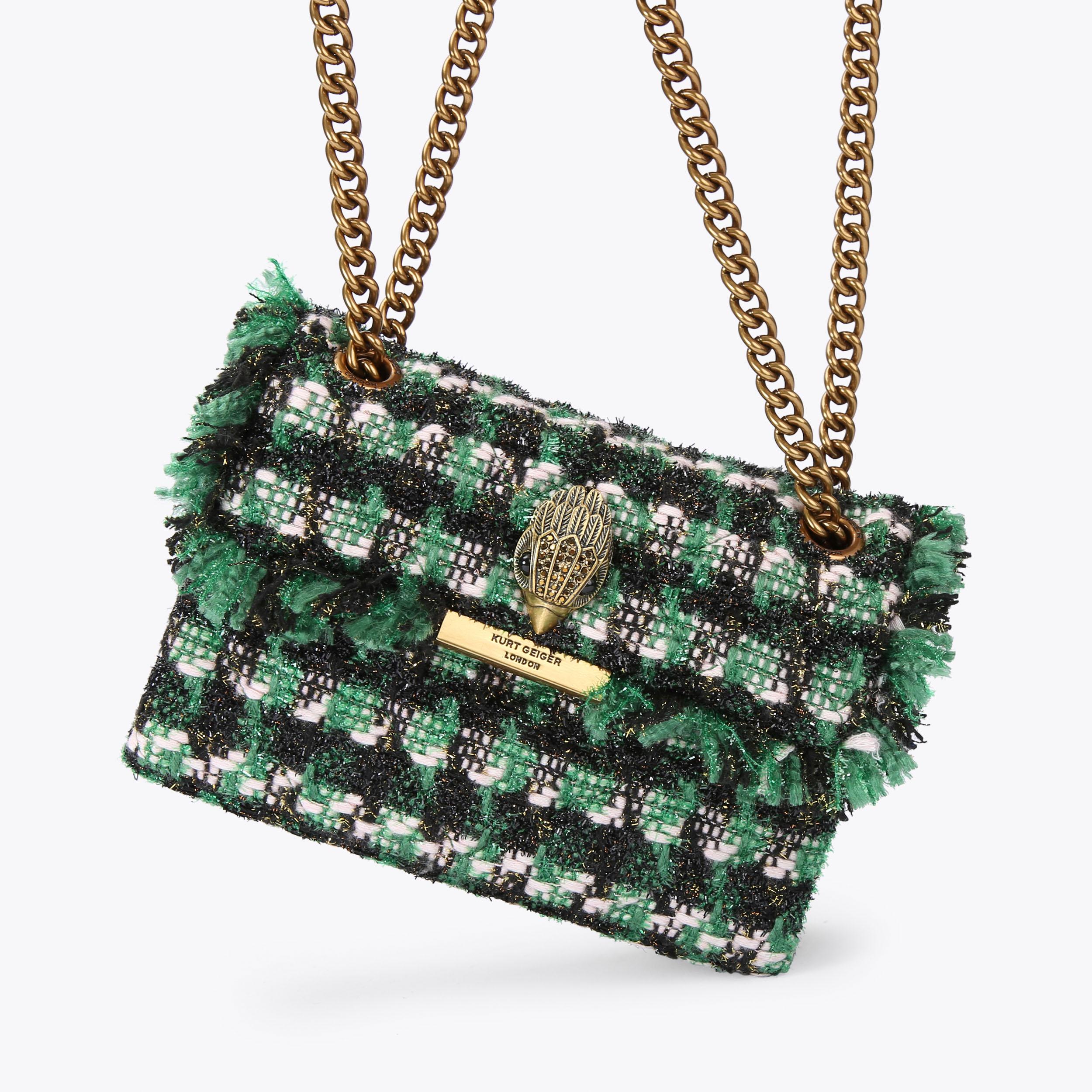 TWEED MINI KENSINGTON Green Cross Body Bag by KURT GEIGER LONDON