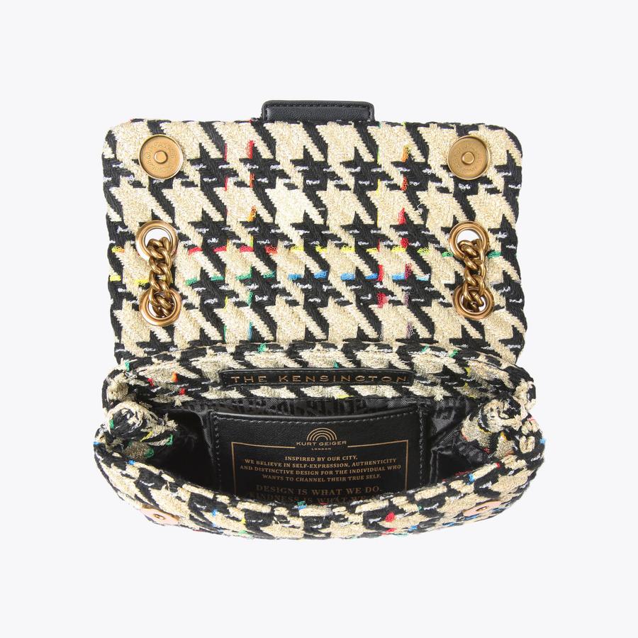 TWEED MINI KENSINGTON Beige Cross Body Bag by KURT GEIGER LONDON