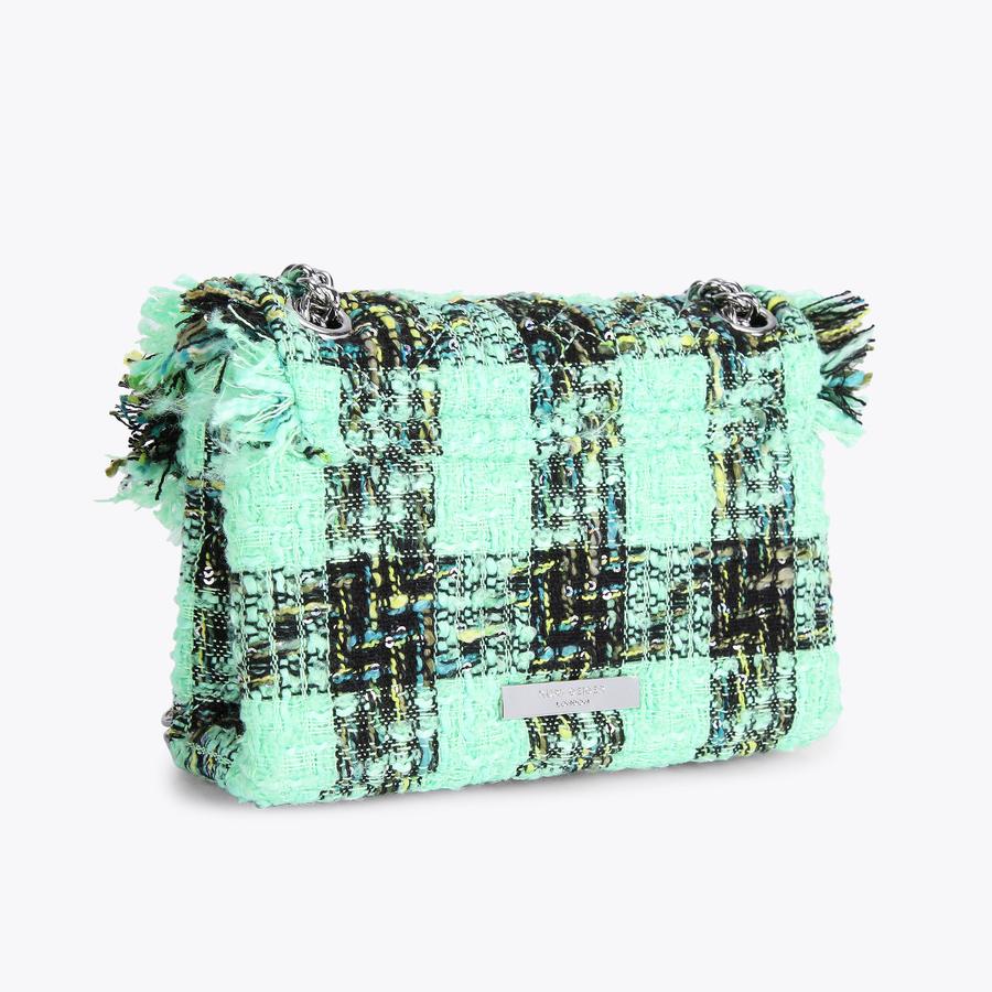 TWEED MINI KENSINGTON Green Tweed Cross Body Bag by KURT GEIGER LONDON