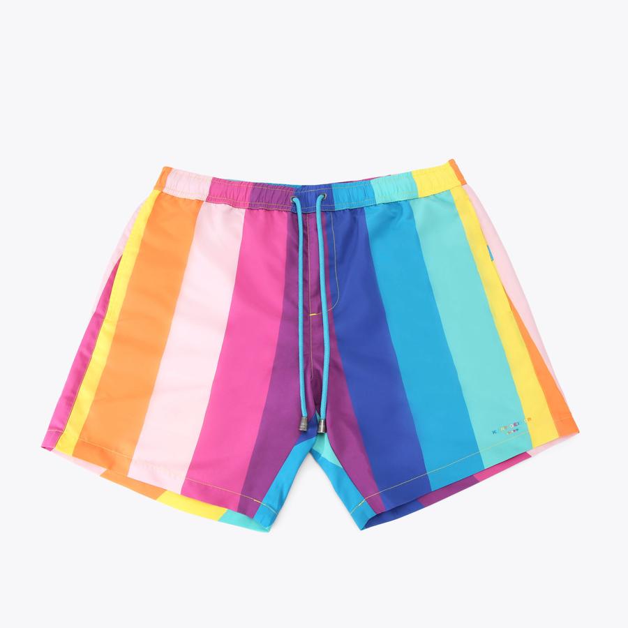 KENSINGTON SHORTS Rainbow Stripe Swim Shorts by KURT GEIGER LONDON