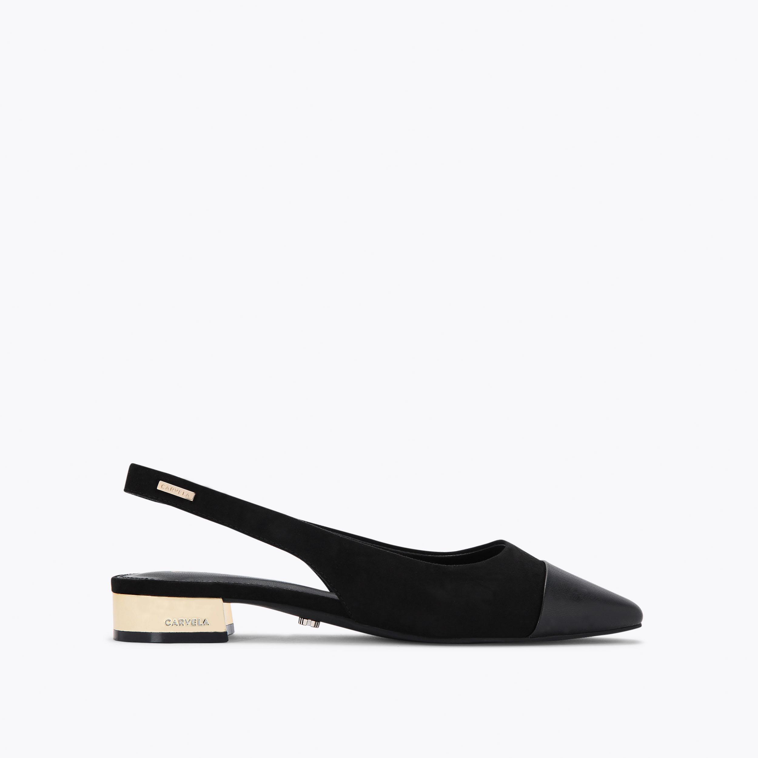 AMELIA Black Microsuede Slingback Flats by CARVELA