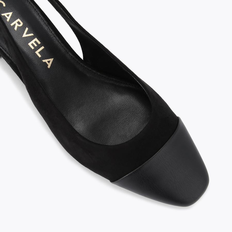 AMELIA Black Microsuede Slingback Flats by CARVELA