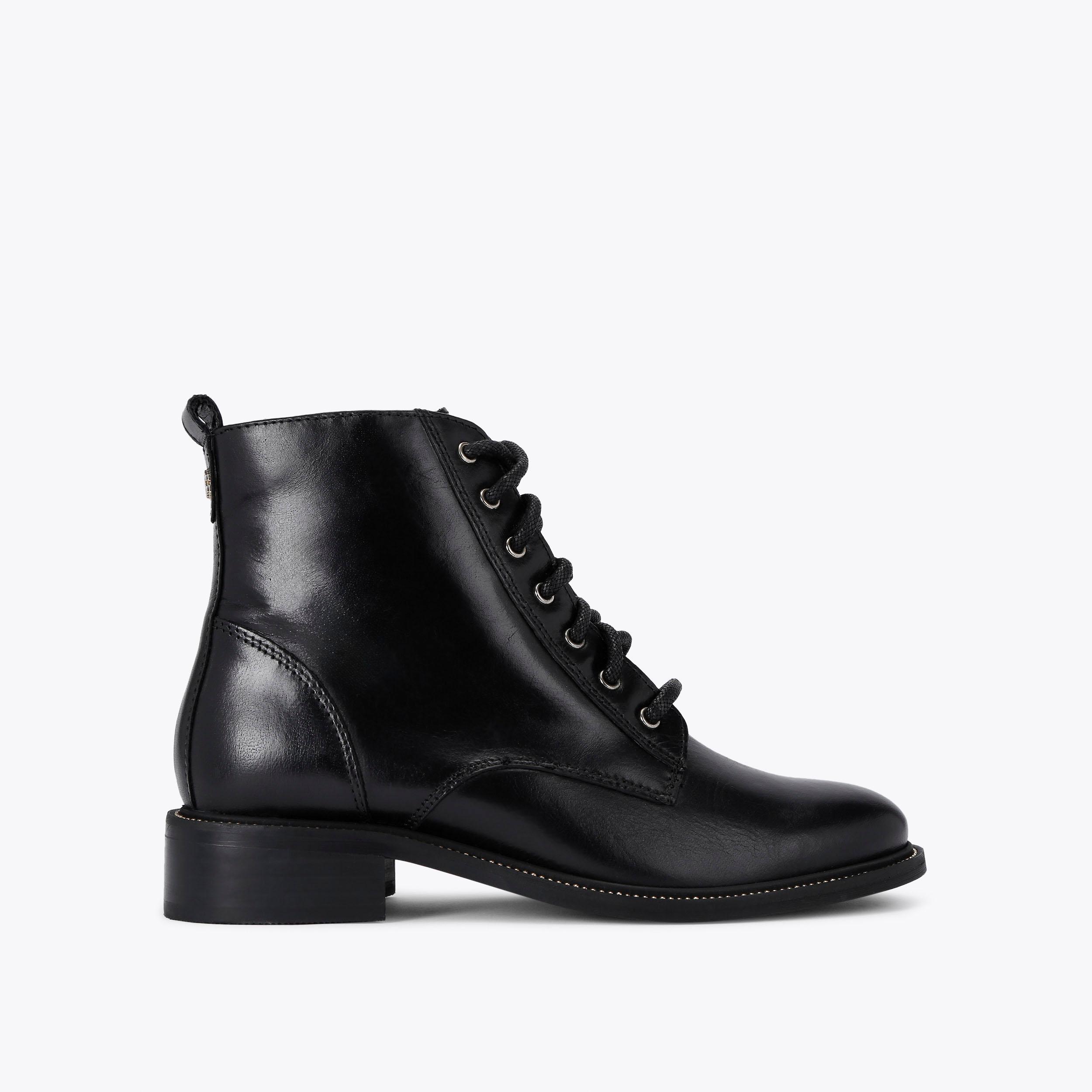 Black leather ankle boots with laces hotsell