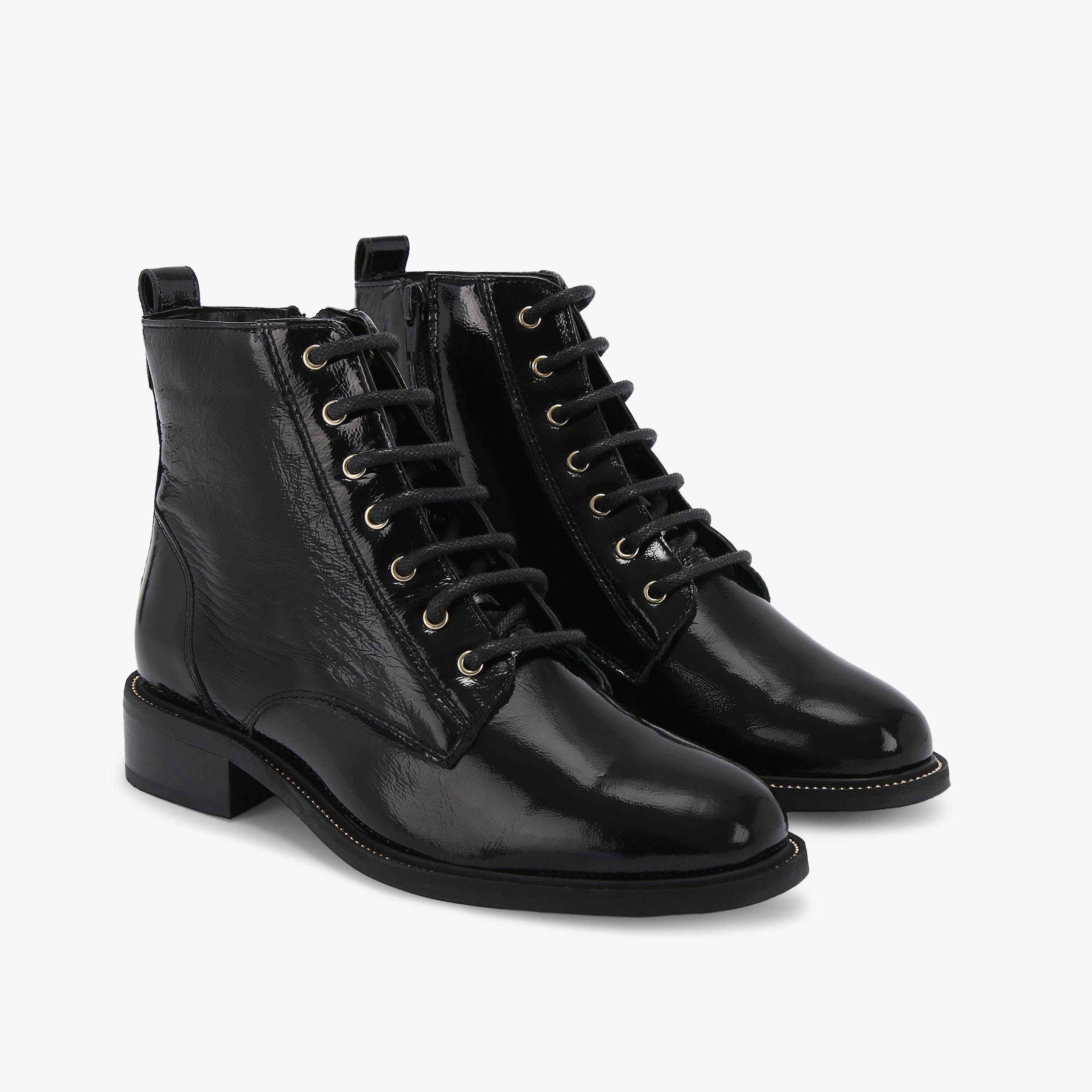 SPIKE Black Patent Lace Up Ankle Boots by CARVELA