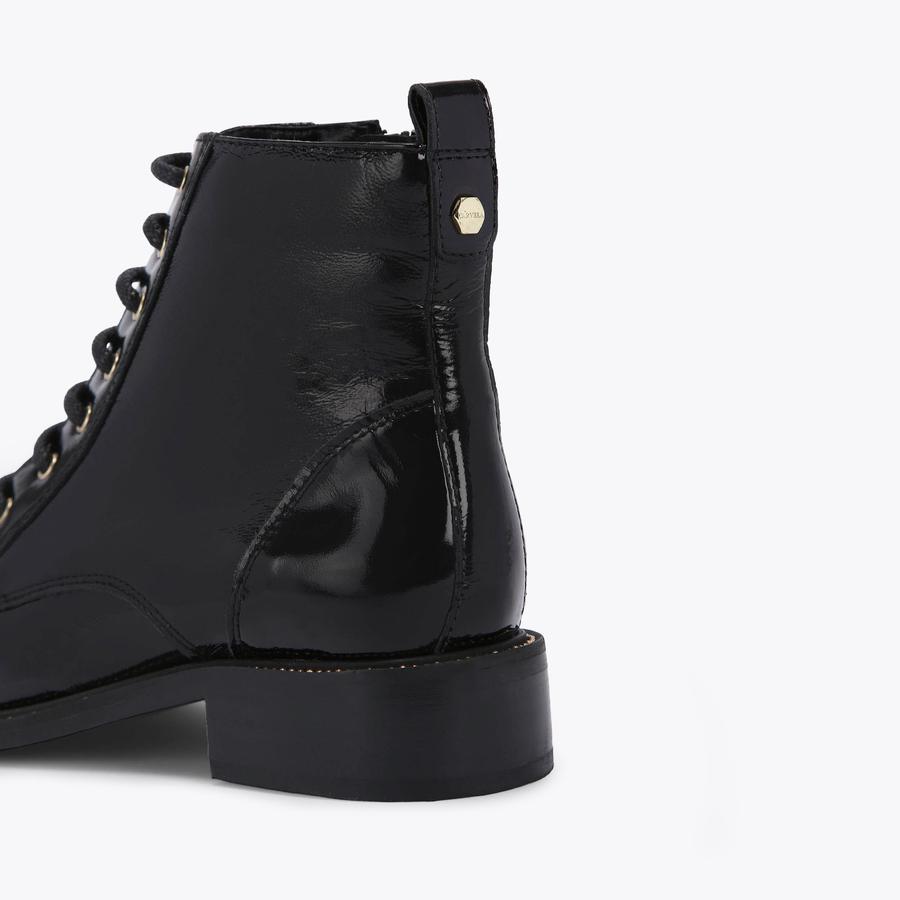 SPIKE Black Patent Lace Up Ankle Boots by CARVELA