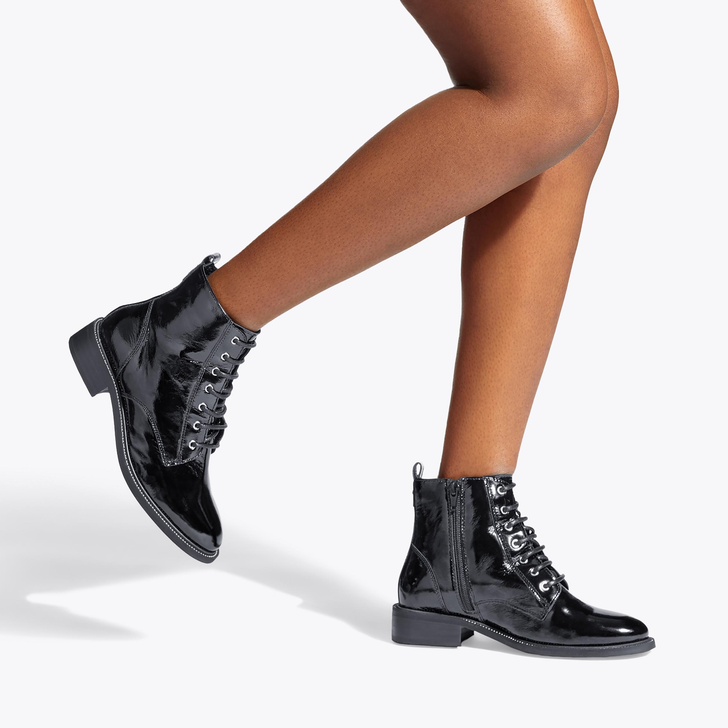 SPIKE Black Patent Lace Up Ankle Boots by CARVELA